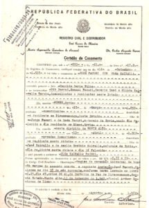 Certidão de casamento de OLGA KAIRALLA e JOSÉ FACURI.